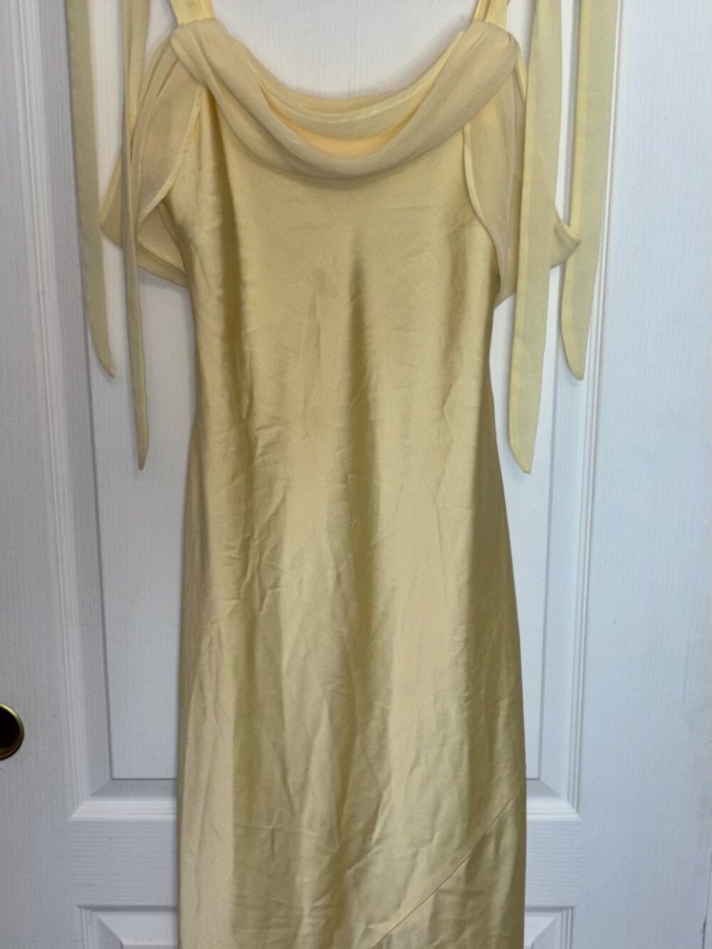 Show Me Your Mumu Bella Maxi Dress - Pale Yellow Luxe Satin - Size Small - Picture 2 of 2
